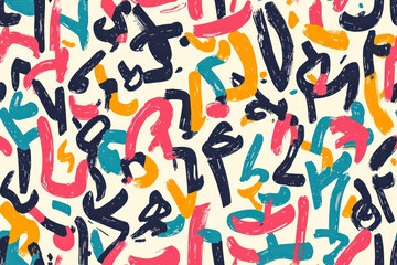Obraz premium Modern Arabic calligraphy seamless pattern with random arabic letter doodles.