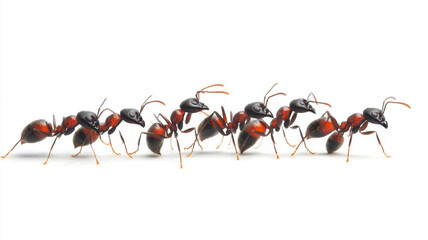 group red ants on white background