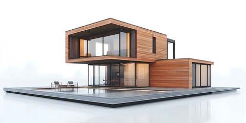 Modern Wooden House With Swimming Pool Design