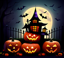 Halloween theme pumpkin night holiday Microchiroptera ghosts	