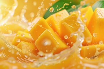 Close-up shot of sliced mangos on a plate, perfect for food or fruit photography