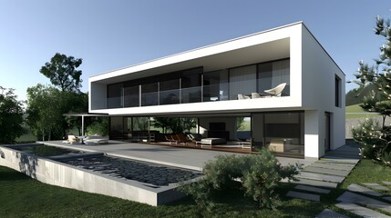 Modern House With Infinity Pool And Garden Design