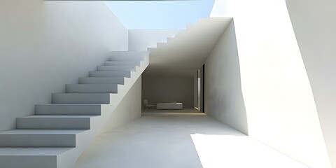 Obraz premium Modern Minimalist White Staircase Interior Design