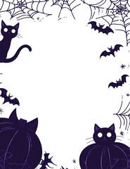 a cute spooky halloween themed blank letterhead with white background and purple black yellow orange colour scheme, cartoon style, cute cartoon design,