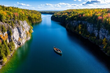 Autumn River Tours in Canada illustrated in a clean infographic, showcasing river cruises and canoe trips through scenic waterways like the Saint Lawrence and Ottawa River