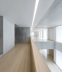 Obraz premium Modern Minimalist Concrete and Wood Balcony Design