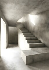 Fototapeta premium Minimalist Concrete Staircase with Light