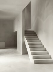 Fototapeta premium Minimalist Concrete Staircase in a Modern Interior Design