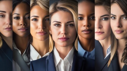 Obraz premium A group of women with different skin tones and facial features