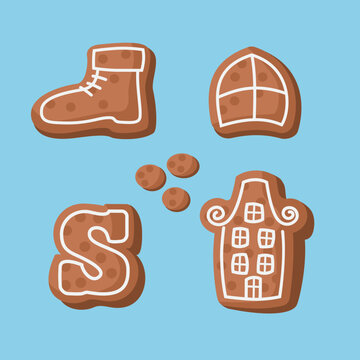 Sinterklaas or Saint Nicholas seasonal cookies - speculaas and pepernoten isolated