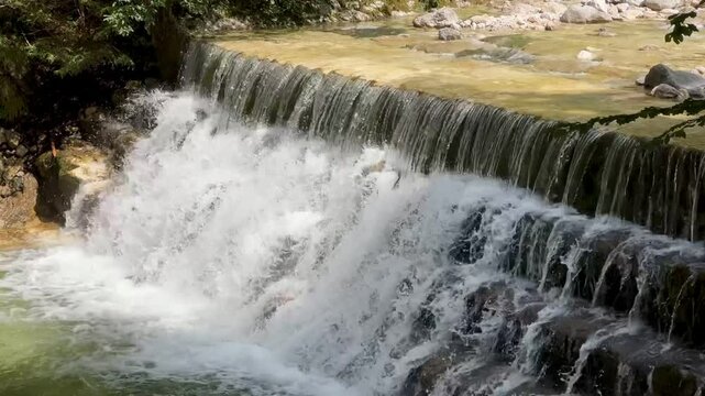 Pollat river in the forest, Germany, cascade