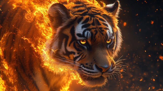 potrait of fire tiger