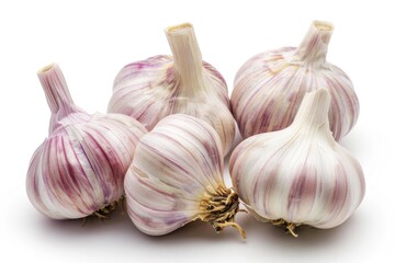 Obraz premium Fresh garlic bulbs on a white background