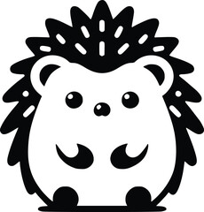 Black and White Illustration of a Cute Soft Hedgehog