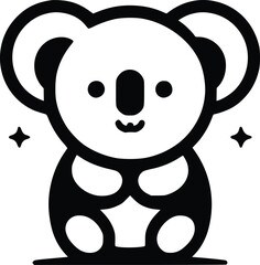 Cute Black and White Illustration of a Soft Koala
