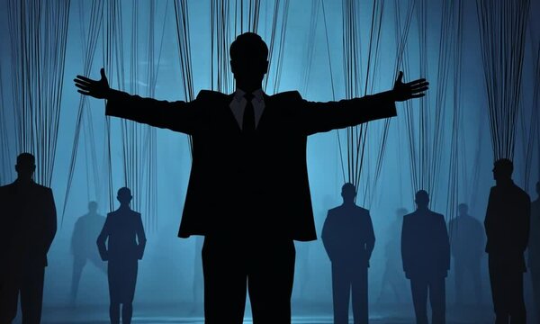 Silhouettes of Men with Strings Attached