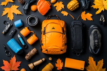 Canadian Autumn Hiking Essentials represented in a clean design, showcasing the best gear and packing tips for fall hiking adventures in Canada