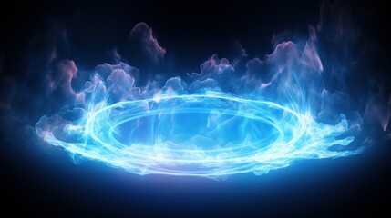 Abstract colorful  smoke misty fog on isolated black background.