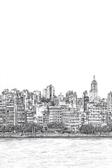 Rivera, Uruguay, black and white pen pencil hand-drawn effect portrait drawing illustration for travel poster, card, wallpaper, backdrop or banner. Modern, clear, artistic and simple