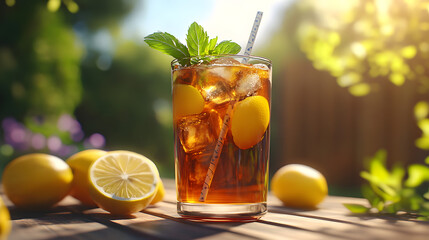 Refreshing Iced Tea with Lemon and Mint