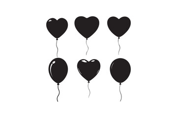  Wedding Balloon Party Black silhouette vector Icon