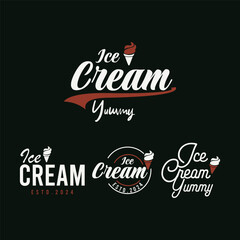 Ice Cream Shop Monogram Vector Bundle, Elegant Ice Cream Shop Emblems Collection, Stylish Ice Cream Shop Logo Templates, Ice Cream Shop Monogram Design Elements
