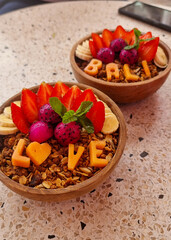 Fresh Bali Acai Bowl. A vibrant acai bowl garnished with fresh fruits,