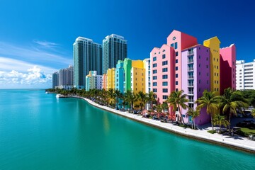 Naklejka premium Florida Travel Destinations visualized in a vibrant infographic, showcasing popular spots like Miami, Orlando, and the Florida Keys