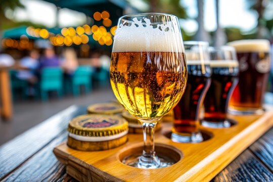 Florida Wine and Craft Beer Scene visualized in a culinary infographic, showcasing Floridaâ€™s vineyards, breweries, and craft beverage festivals