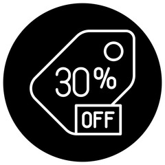 A simple graphic of a price tag showing a 30% discount.