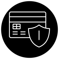 A simple illustration of a credit card with a shield symbol, indicating security.