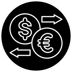 Image of currency symbols with an arrow indicating exchange or transfer.