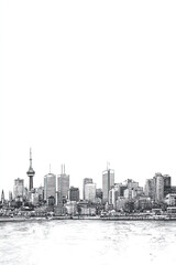 Obraz premium Saint, Denis, black and white pen pencil hand-drawn effect portrait drawing illustration for travel poster, card, wallpaper, backdrop or banner. Modern, clear, artistic and simple