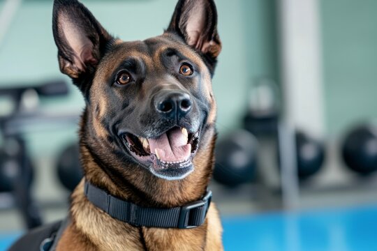 K-9 Fitness and Exercise Regimens illustrated in a fitness-themed infographic, highlighting the physical training required to keep K-9 dogs in top working condition