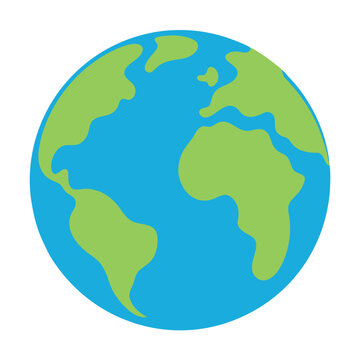 Planet earth with oceans and water flat vector color icon for apps and websites.
