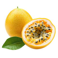 fresh yellow passion fruit isolated on transparent background Generative Ai.  