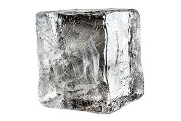 A single piece of ice sitting on a white surface