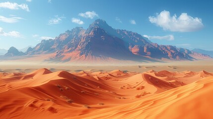 Naklejka premium Desert Landscape with Majestic Mountain Range