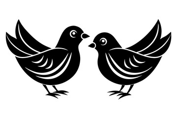 lovely birds vector line art