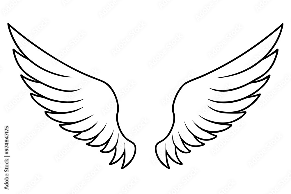 Canvas Prints wings line art vector illustration