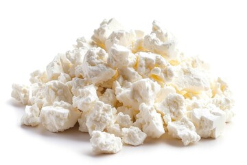 Freshly made cottage cheese served on a clean white surface, perfect for cooking or serving as a snack