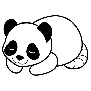 recommend clip art: baby panda sleeping line art vector illustration