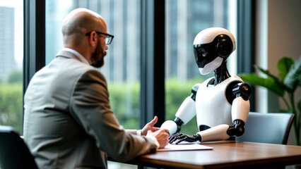 AI and Human Interaction in a Professional Environment, Job Interview Scene