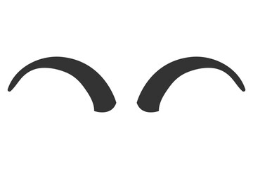 Vector silhouette of curved horns of wild goat isolated on white
