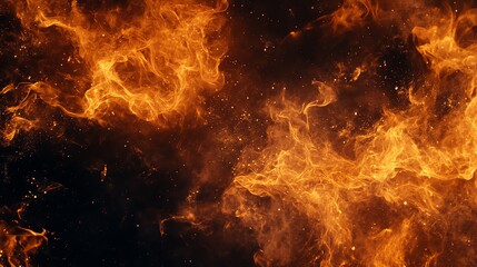 Dynamic flames dancing in darkness, creating an intense and captivating visual of fire's raw energy and beauty.