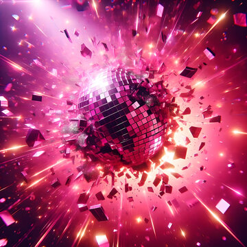 Exploding Pink Disco Ball