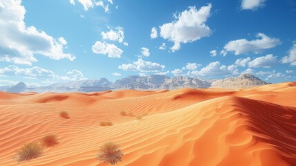 Naklejka premium Stunning Desert Landscape with Rolling Dunes and Blue Sky