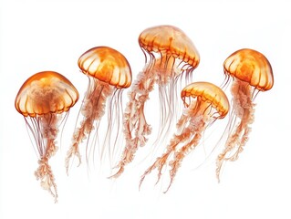 A group of jellyfish floating, isolate on white background