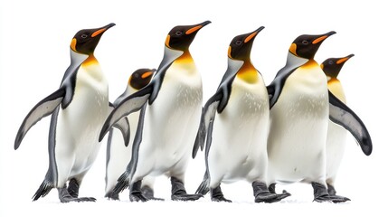 Fototapeta premium A group of penguins walking, isolate on white background
