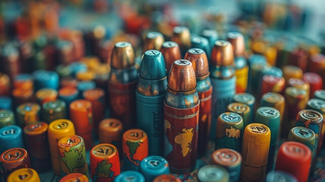 Colorful bullets symbolizing disarmament and peace efforts

